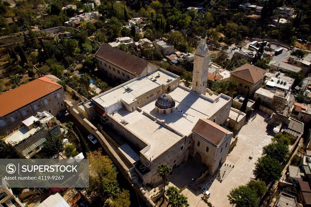 Aerial view of the church of St. John the baptist in Ein Karem, Jerusalem