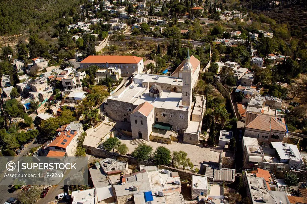 Aerial view of the Church of St. John the baptist in Ein Karem, Jerusalem
