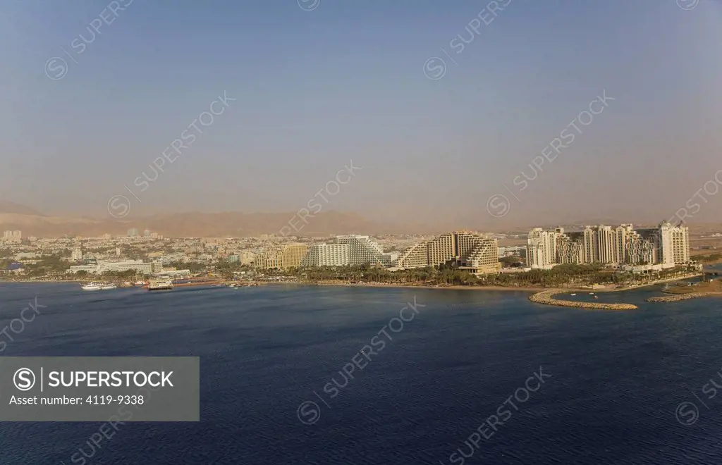 An aerial photo of Eilat north coast