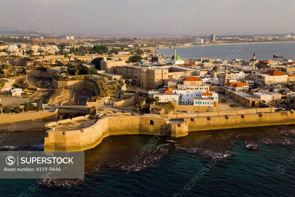 An aerial photo of Acre old city