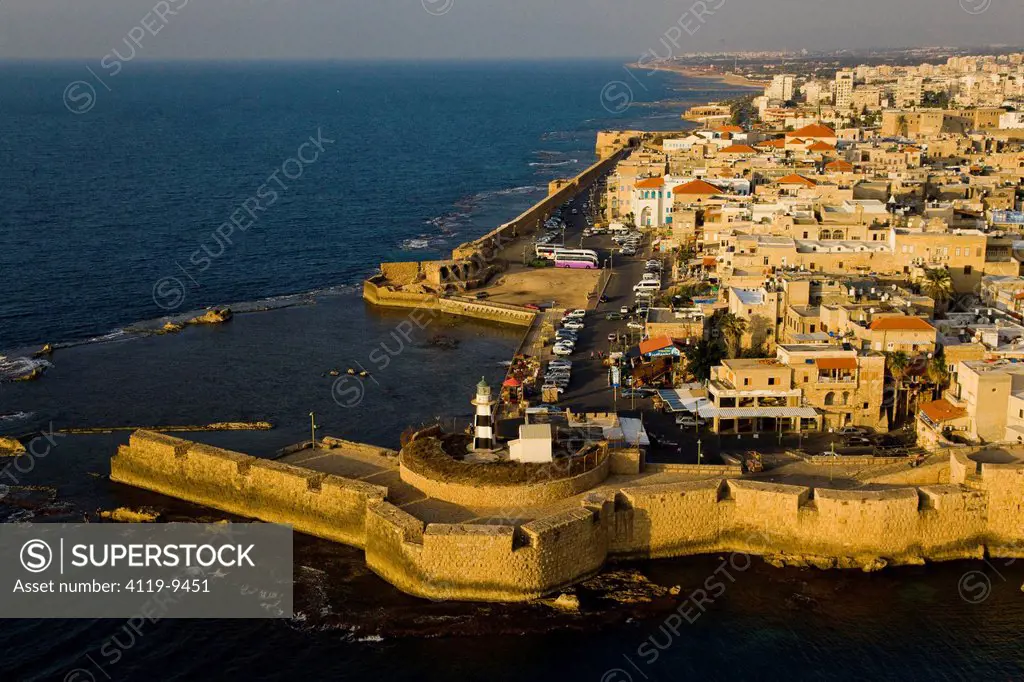 An aerial photo of Acre old city