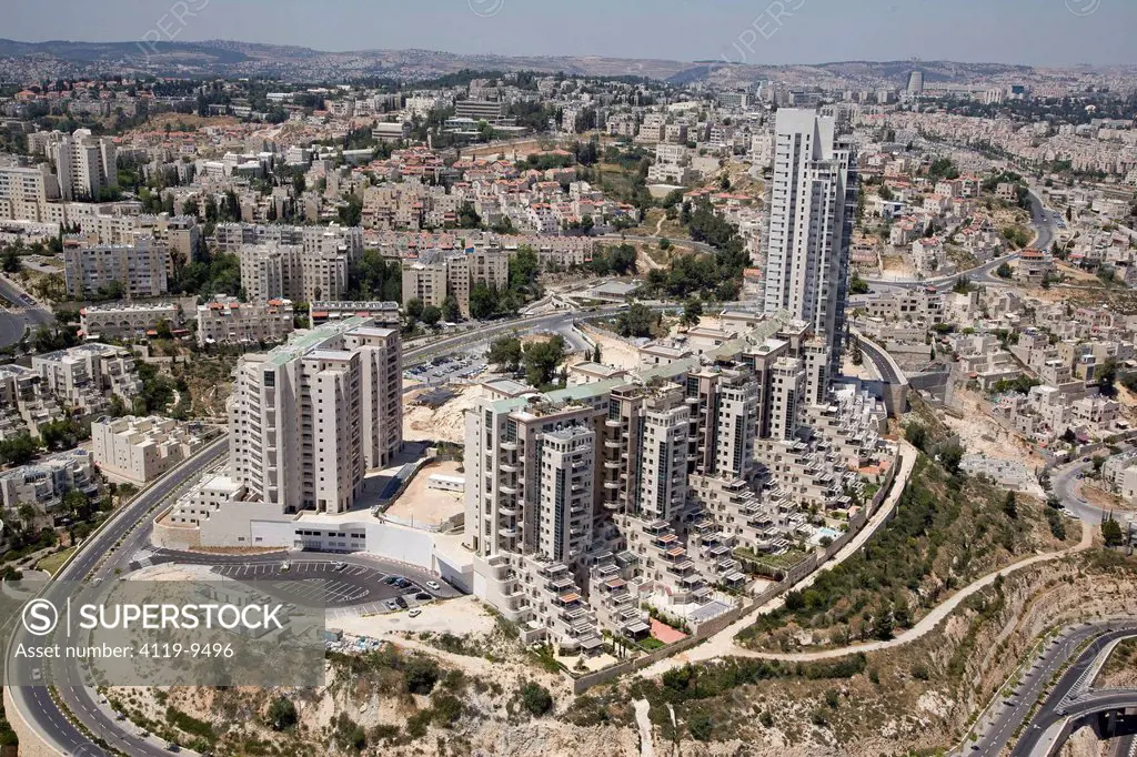 Aerial photograph of the Holyland realestate project in western Jerusalem