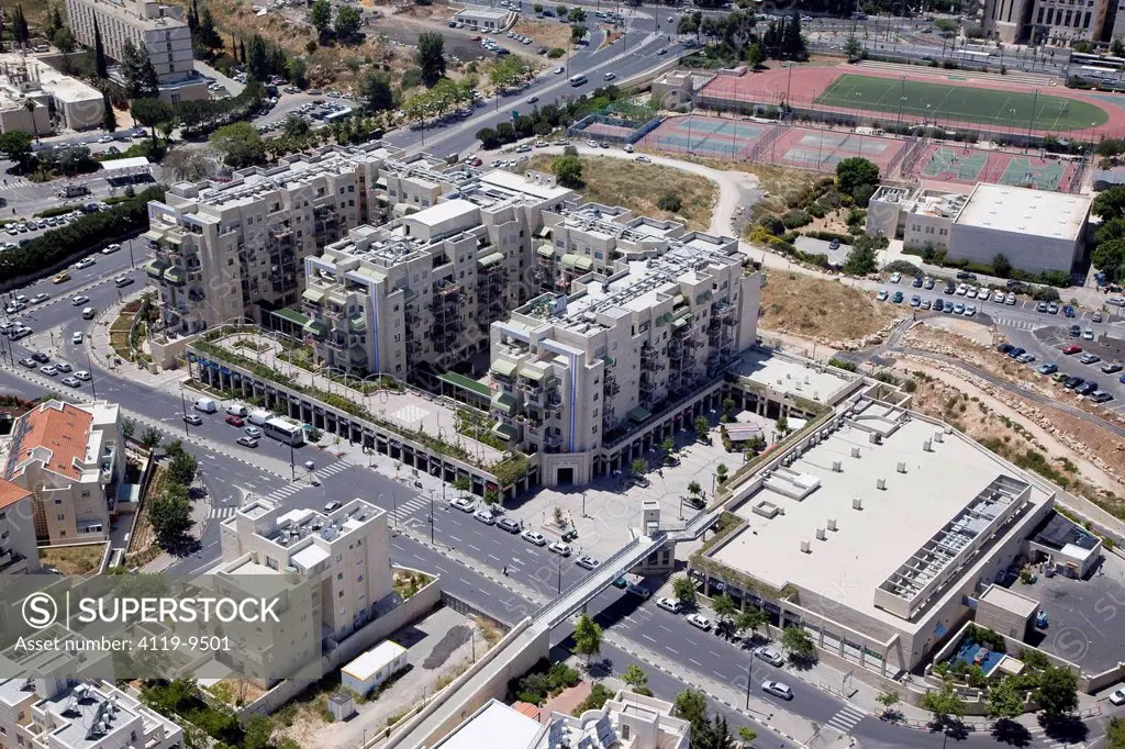 Aerial photograph of the Beit Kerem Estate in the modern city of Jerusalem