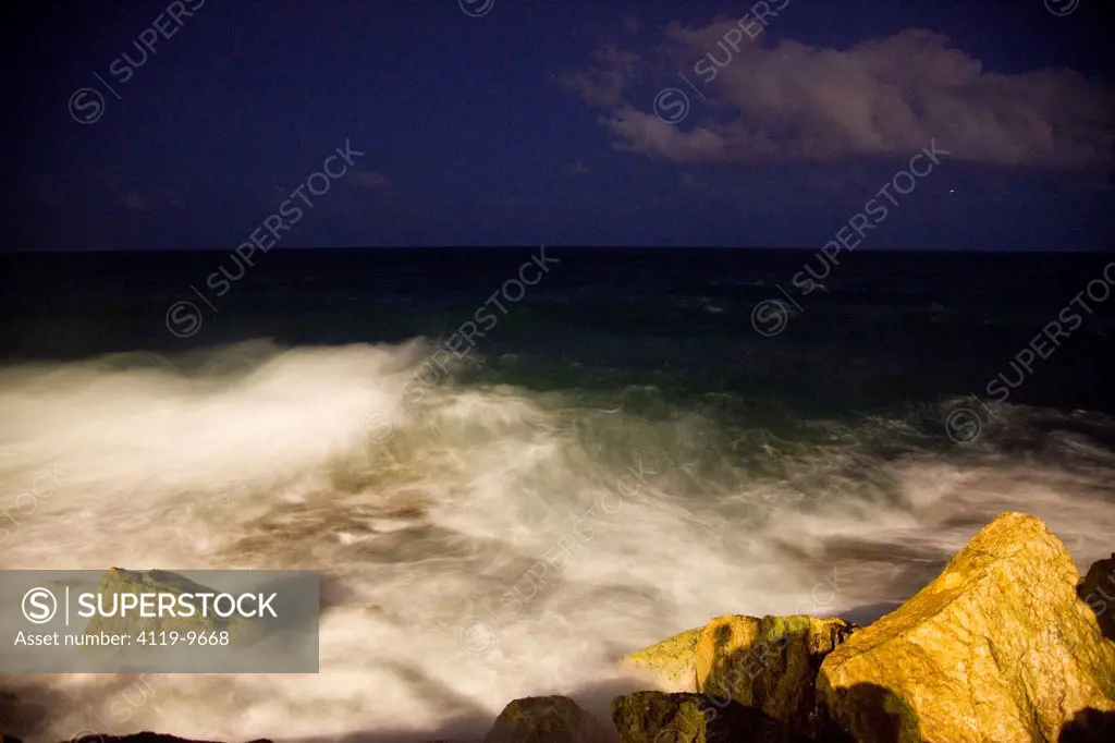 Abstract view of the Mediterranean sea at night