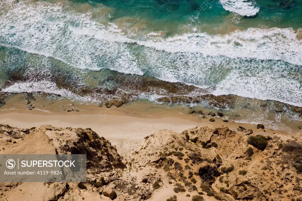 Aerial photograph of the coastline of Israel