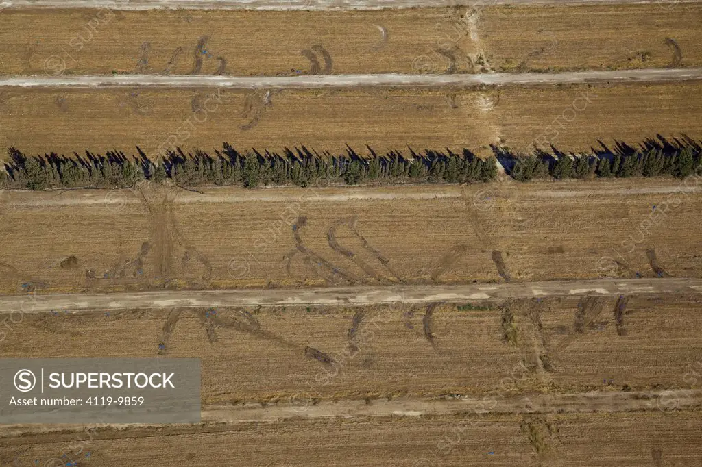 Aerial photograph of a plowed field in the Carmel area