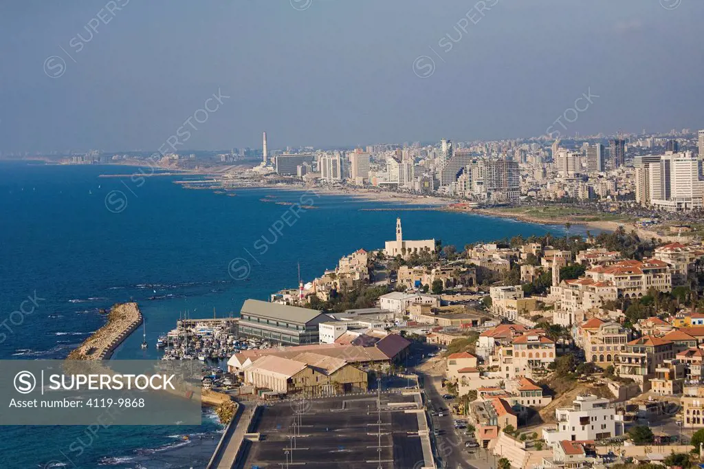 Aerial photograph of the port of Jaffa