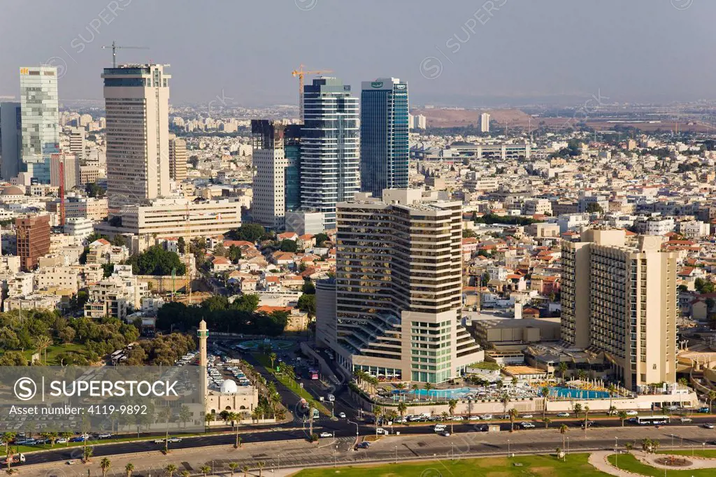 Aerial photograph of the coastline of Tel Aviv