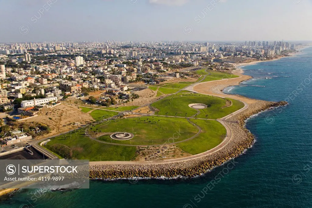 Aerial photograph of new boardwalk of Jaffa