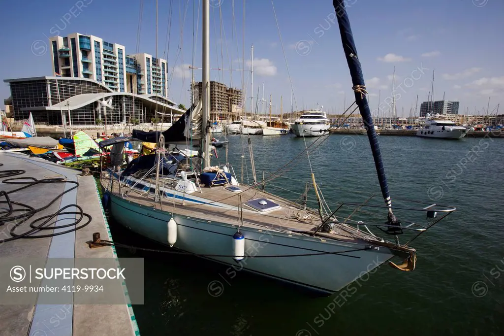 Photograph of a sail boat in the Marina of Herzliya