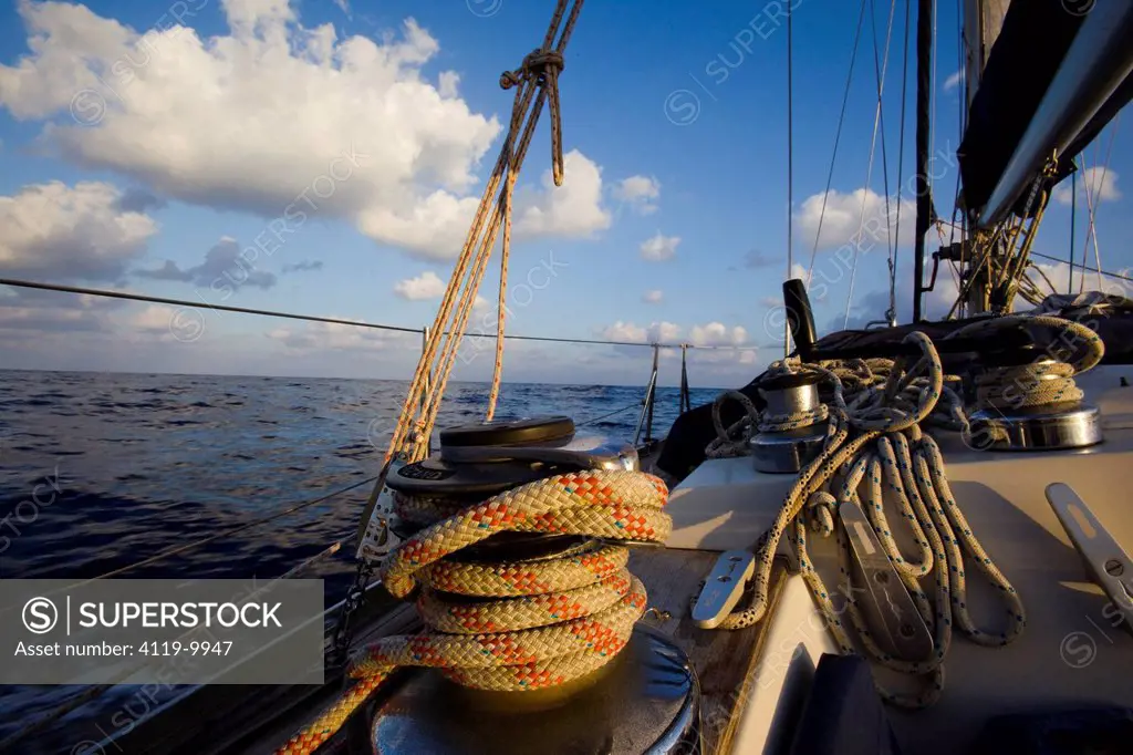 Photograph of a sail boat in the Mediterranean sea