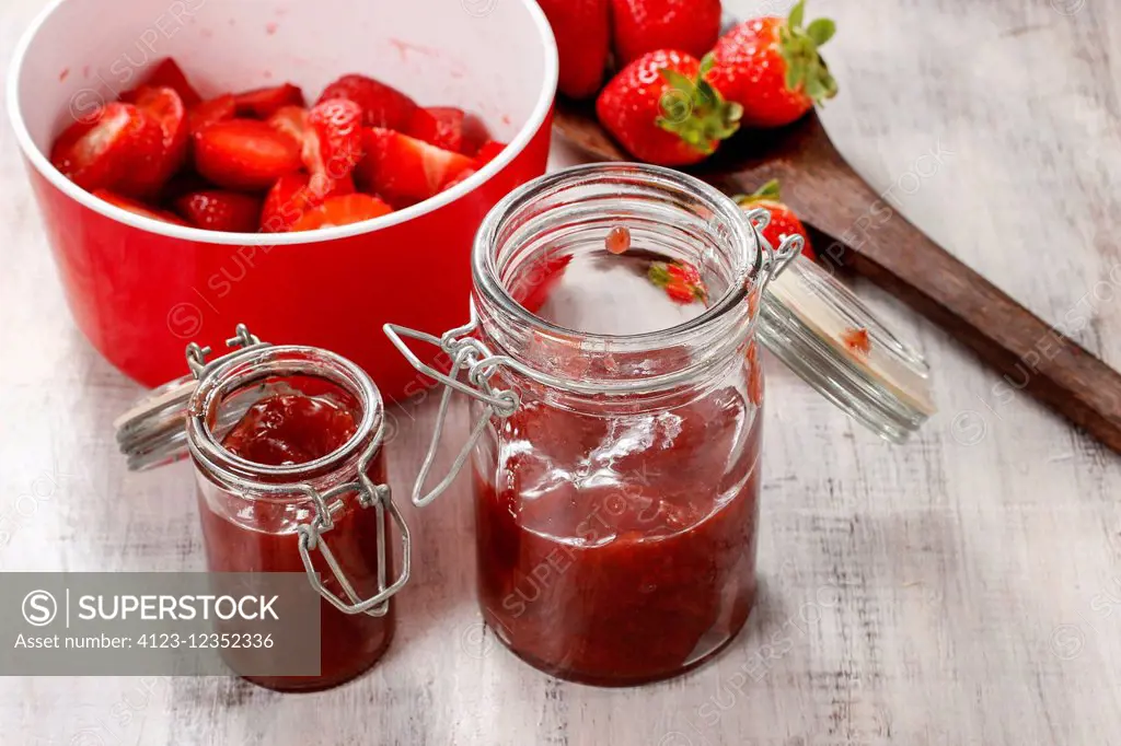 Making strawberry jam. Healthy food