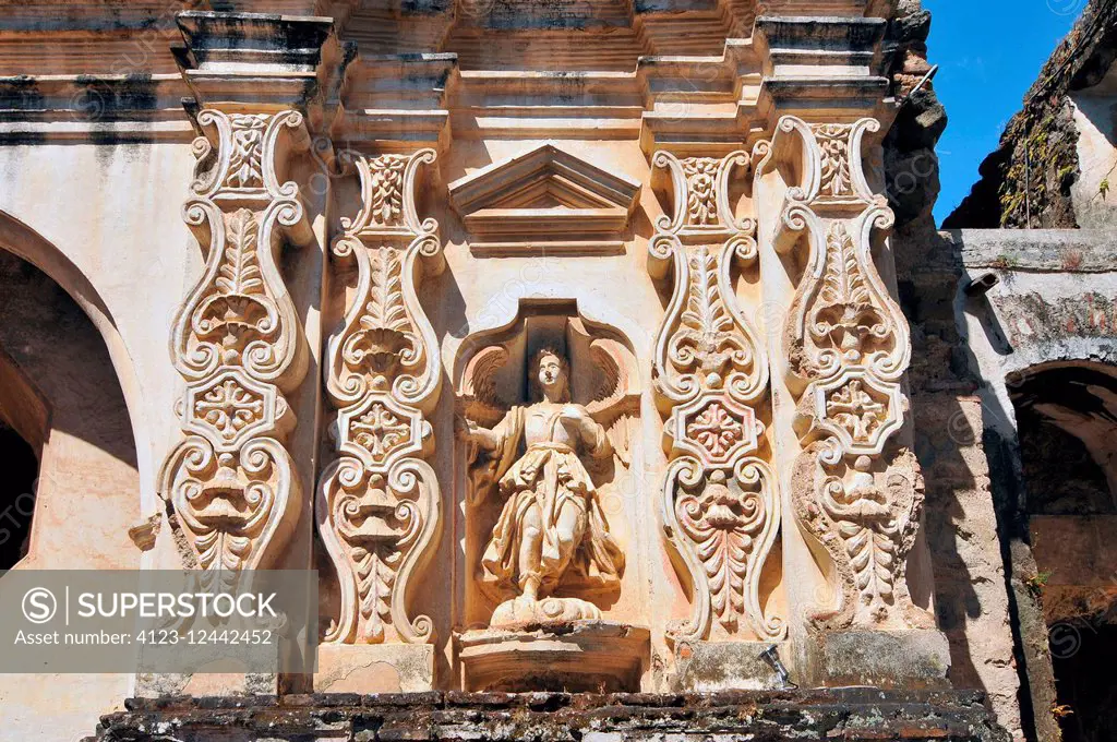Guatemala, Antigua, Santa Clara colonial church, architectonical details