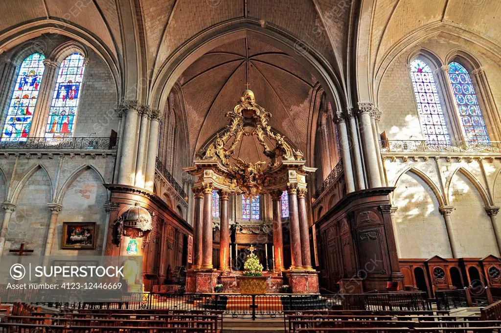 Interior of the Saint Maurice Cathedral of Angers the Roman Catholic Diocese of Angers in France.