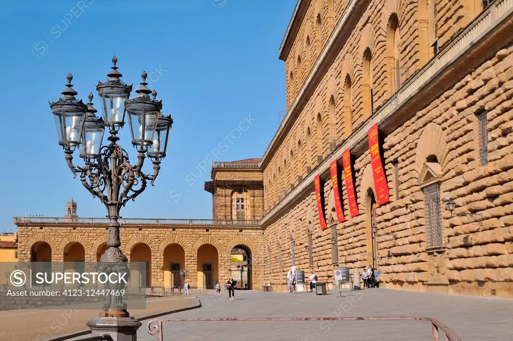 The art gallery of Palazzo Pitti and Piazza Pitti Florence Italy