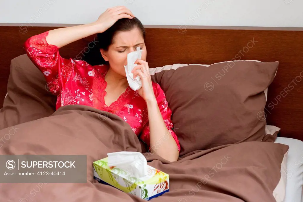 Woman having cold.