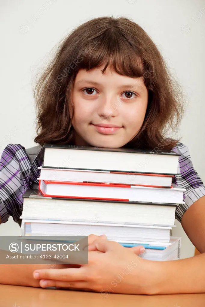 Girl with books.