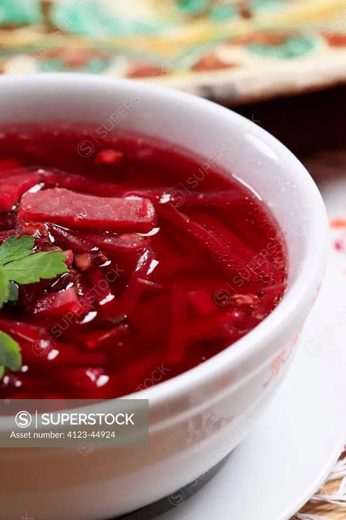 Ukrainian red borscht soup.