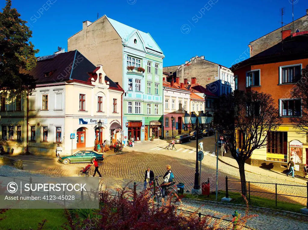 Poland, Silesian Province, Cieszyn. Apartment houses on Gleboka Street.