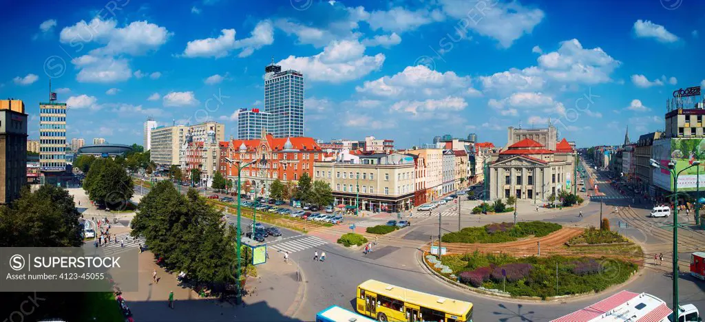 Poland, Silesian Province, Katowice. View on Market Square.