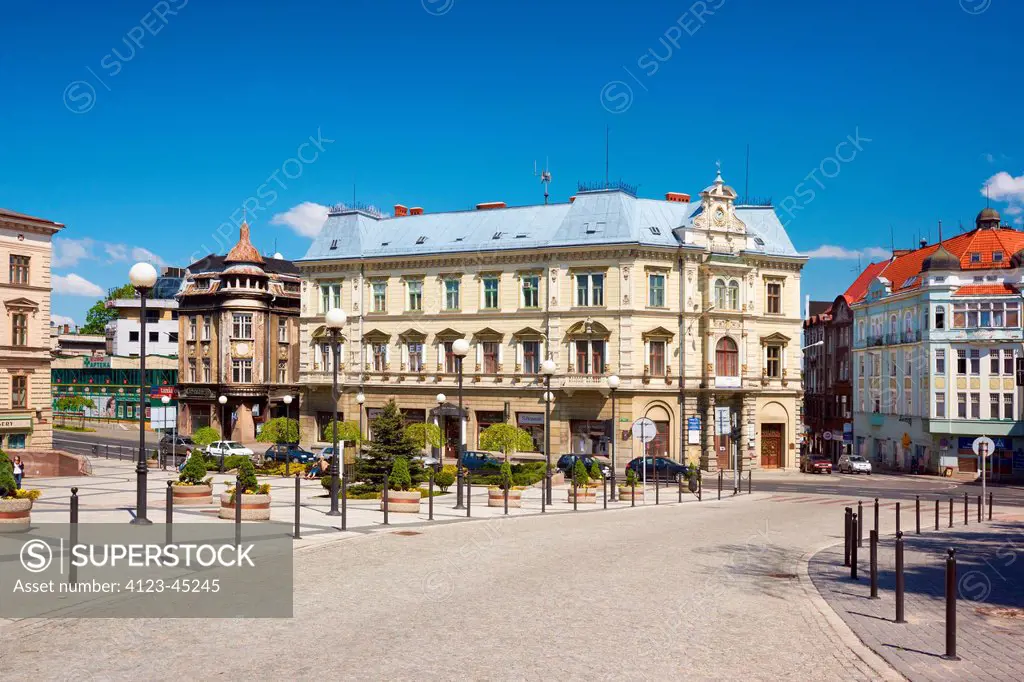 Poland, Sielsian Province, Bielsko-Biala. Historic buildings near to the Chrobry Square.