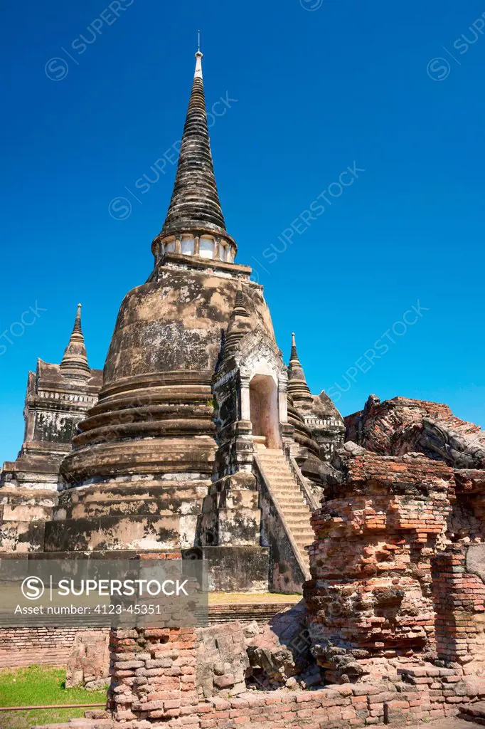 Thailand, Ayutthaya, ruins of ancient city - capital of the old Thailand.