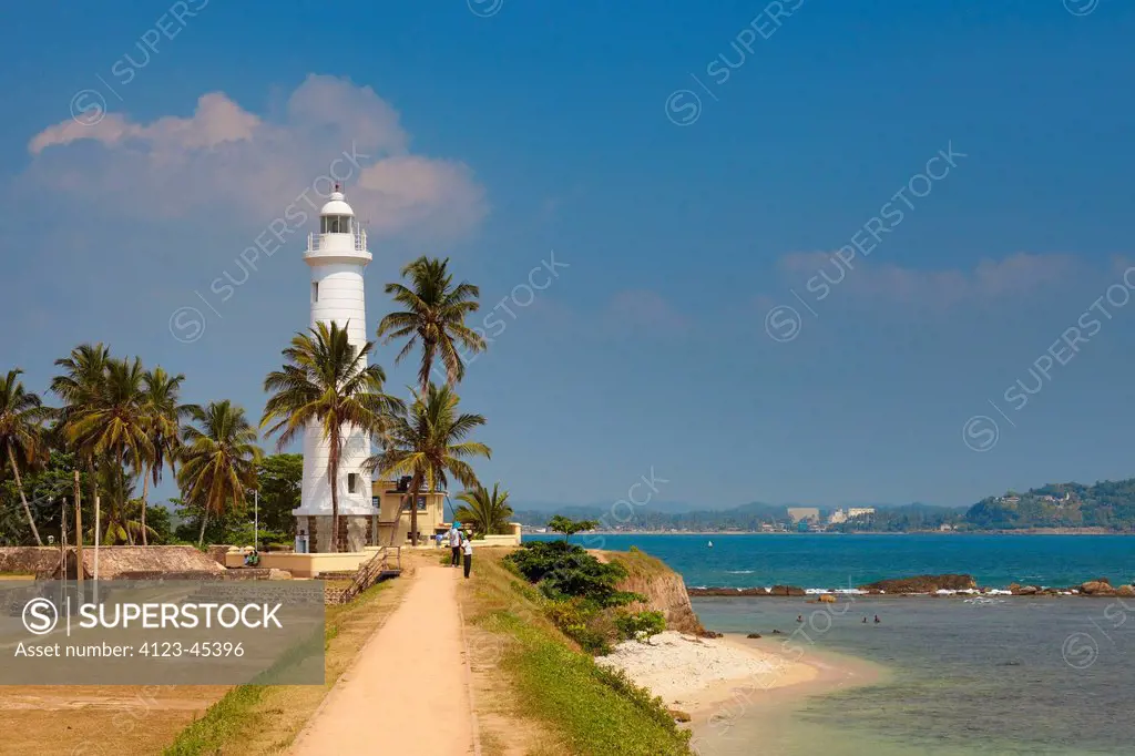 Sri Lanka, Galle, Dutch fort, appear on UNESCO list. Lighthouse.