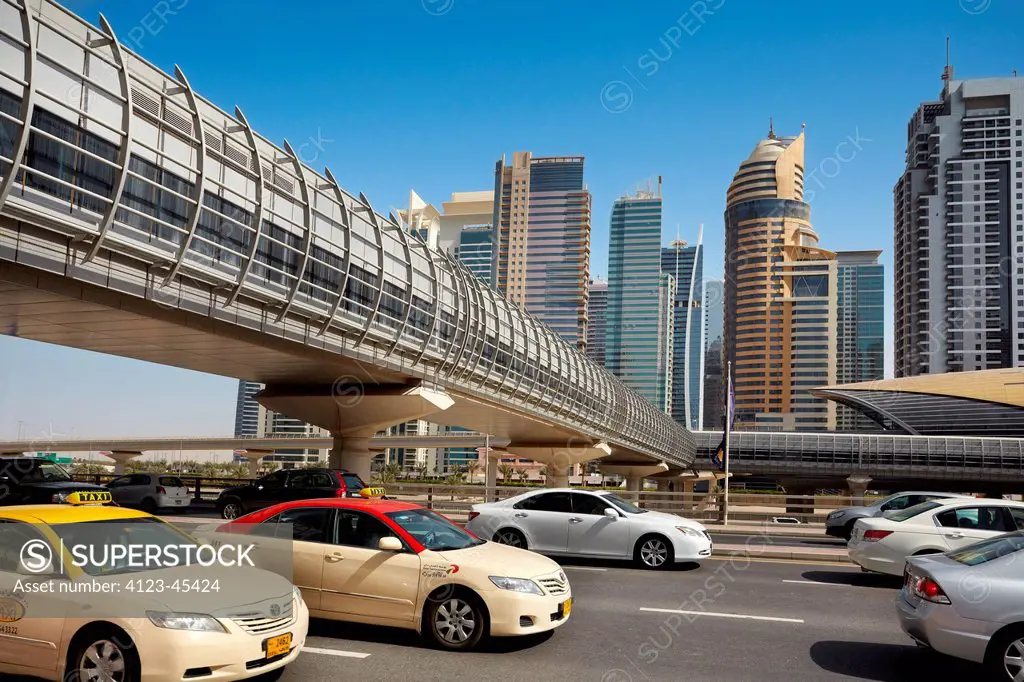 Dubai, the United Arab Emirates. Sheikh Zayed Road, main artery of the city, the tunnel leading to the underground.