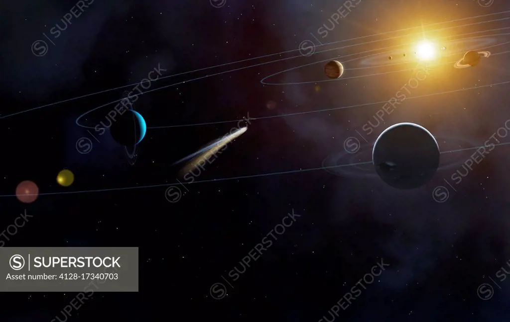 Artwork of the orbits of the Solar System