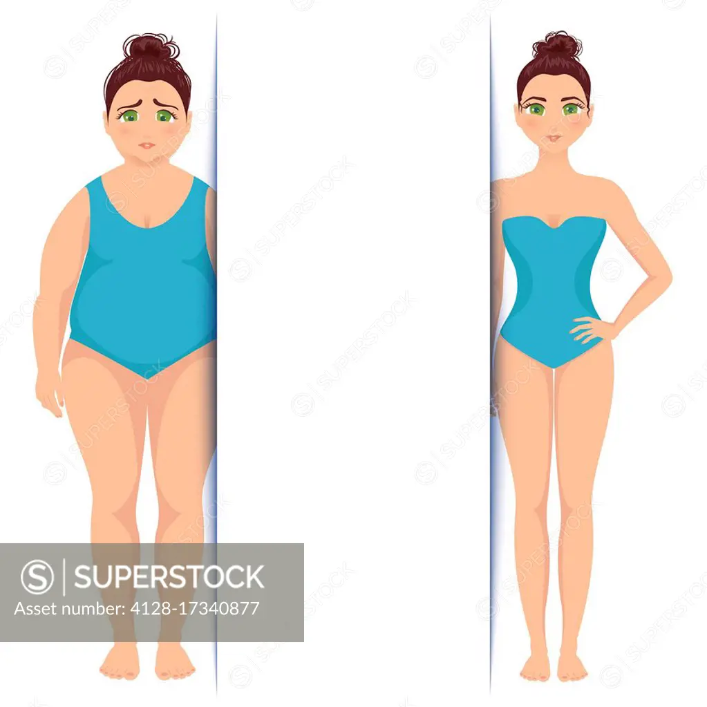 Female weight loss, illustration