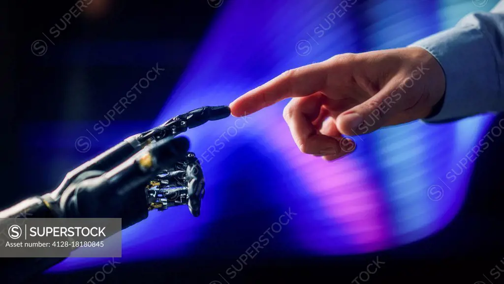 Human and AI cooperation, conceptual image