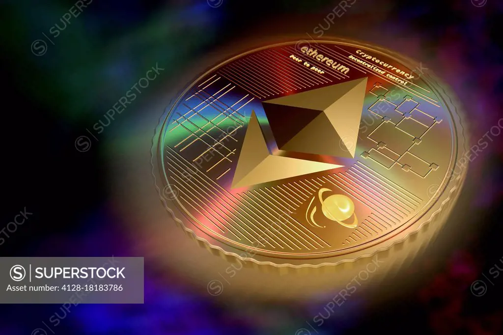 Ethereum cryptocurrency, conceptual illustration