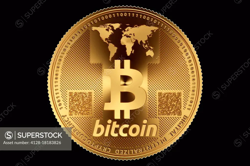 Bitcoin cryptocurrency, conceptual illustration