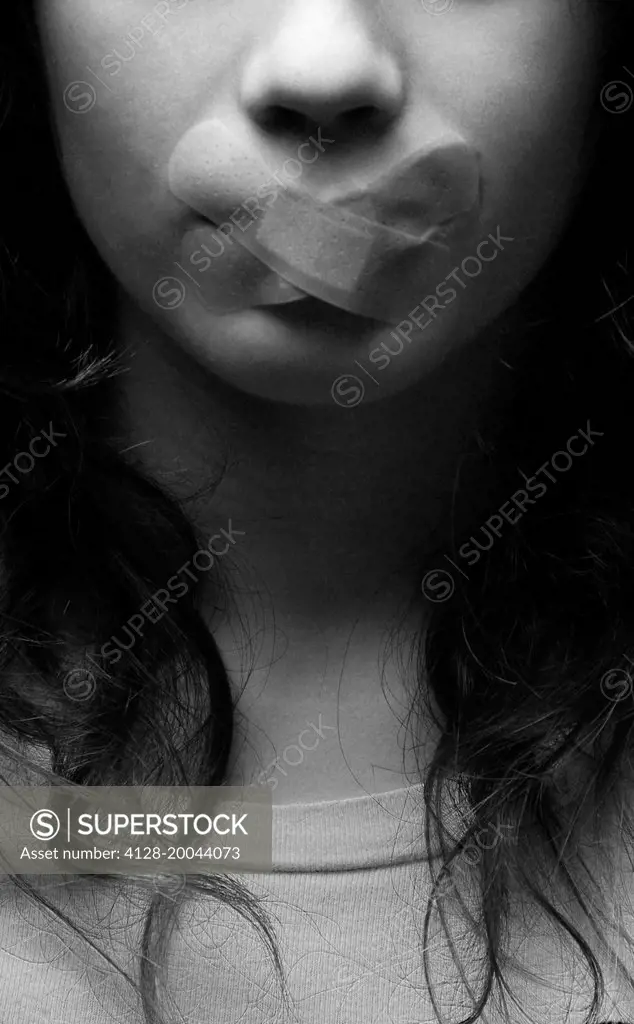 Silenced teenage girl, conceptual image