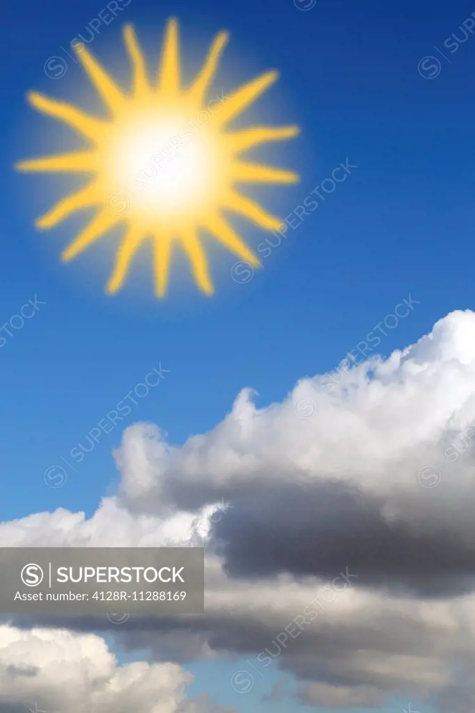 Sun and clouds, composite image.