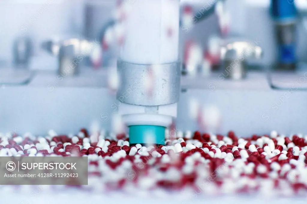 Drugs being produced at a pharmaceutical production plant.