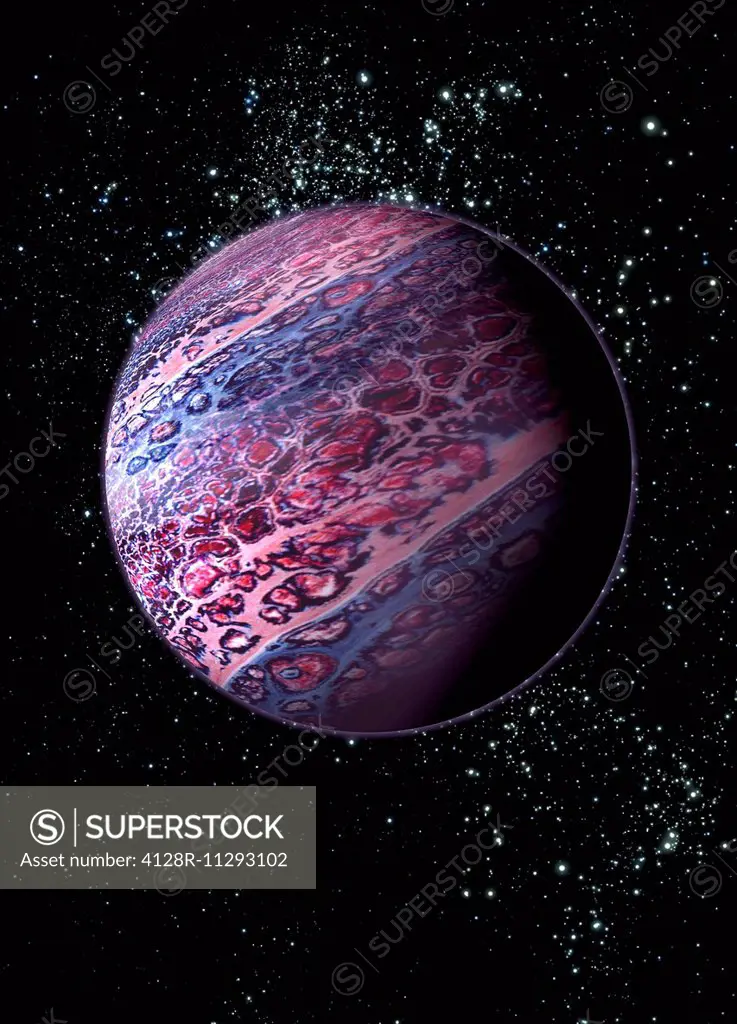 Artwork of a floating planet.