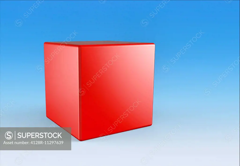 Red cube, computer artwork.