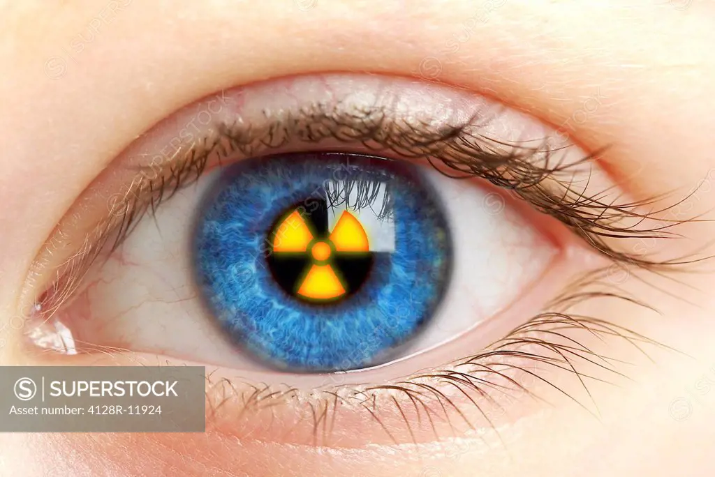 Eye with radiation warning sign
