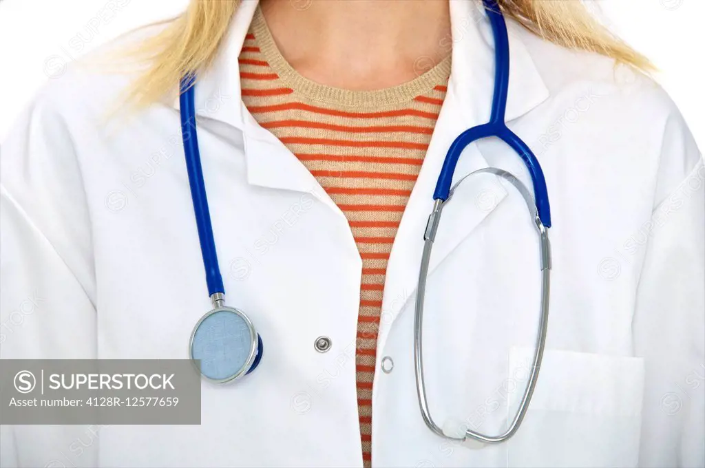 Doctor with a stethoscope around her neck.