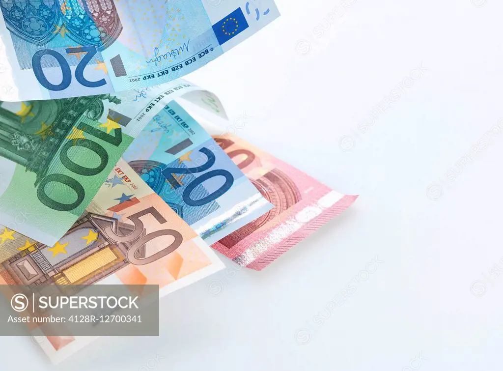 Euro banknotes.