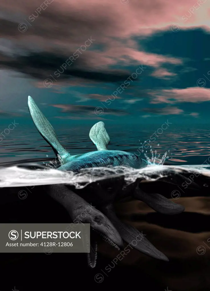 Loch Ness monster, computer artwork.