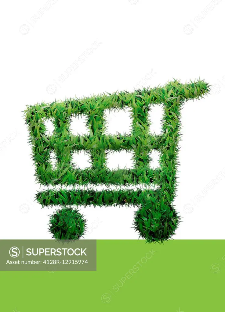 Grass shopping trolley, illustration