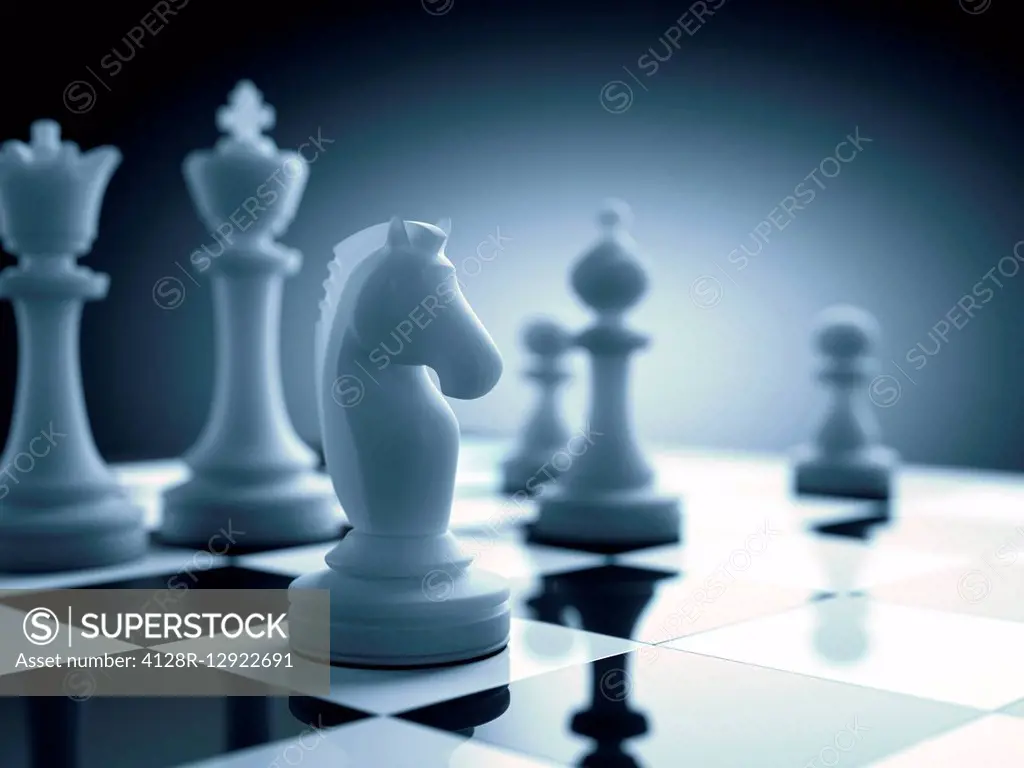 Chess piece on chess board, illustration