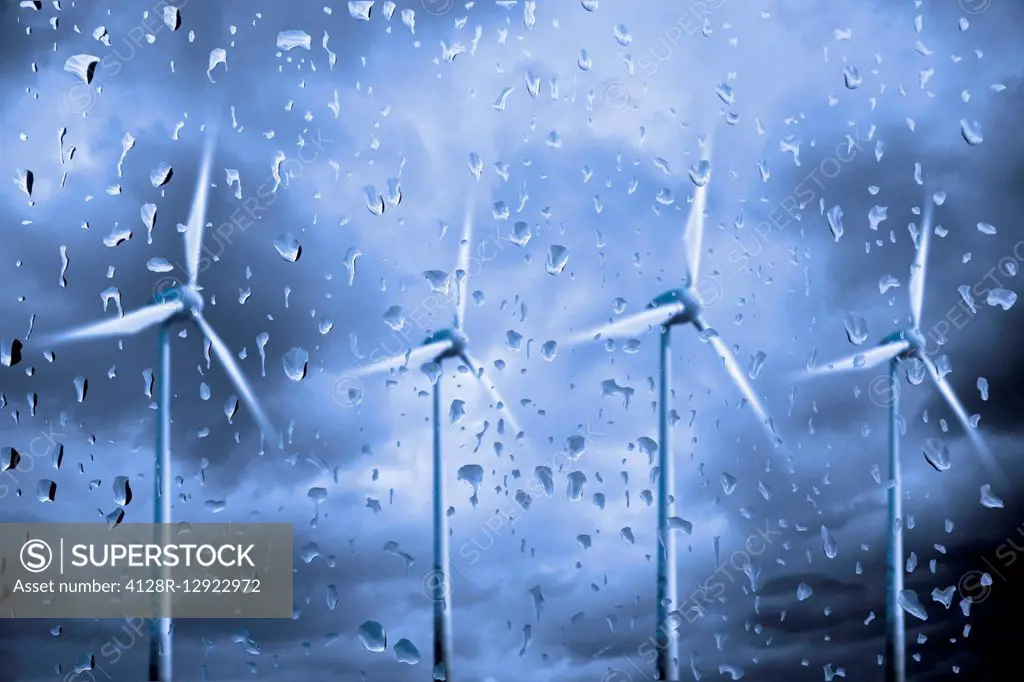 Wind turbines in the rain