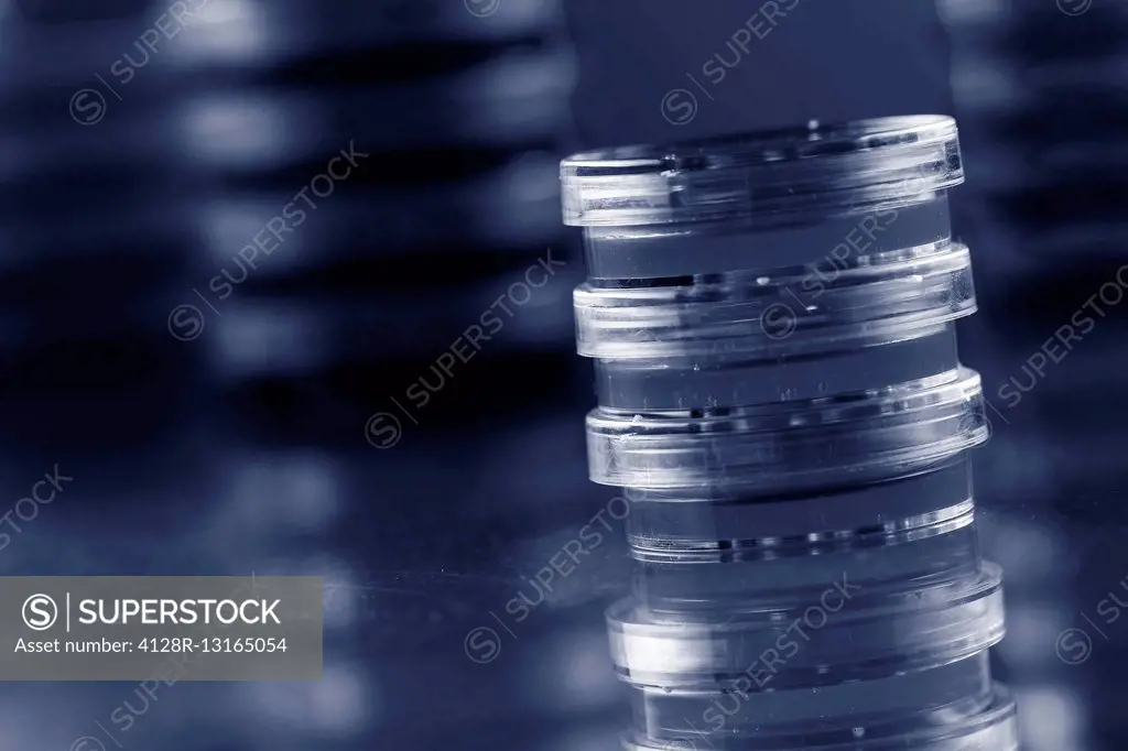 Stack of petri dishes.