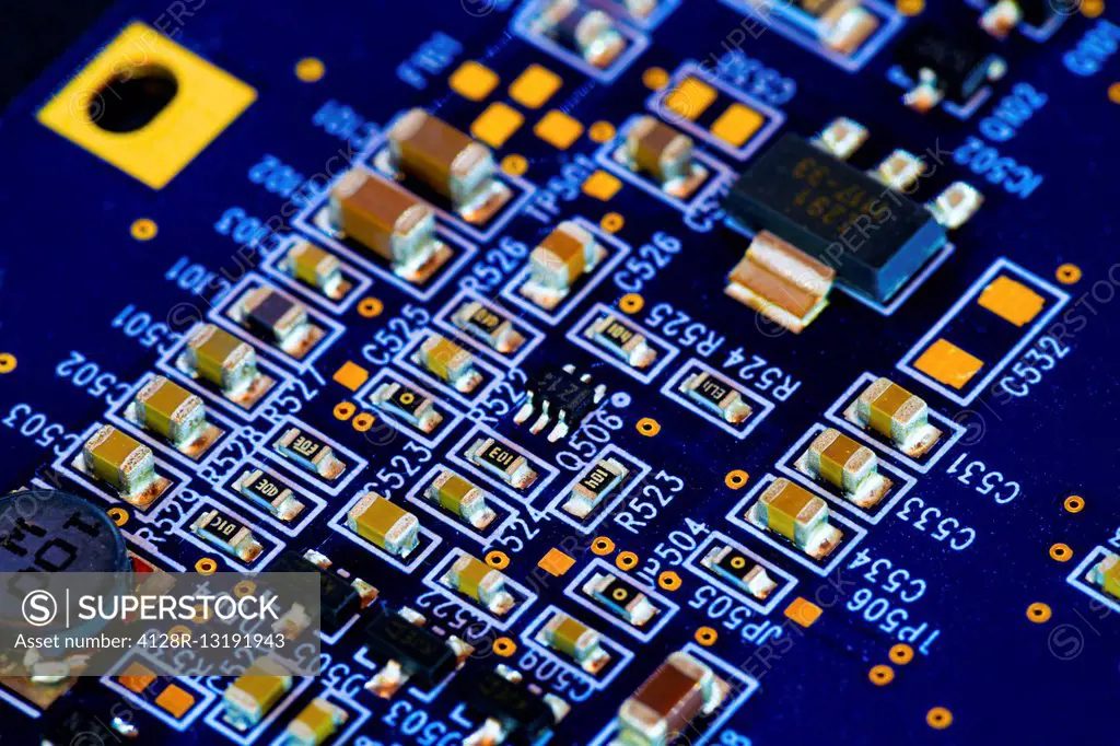 Microchip on a printed circuit board.