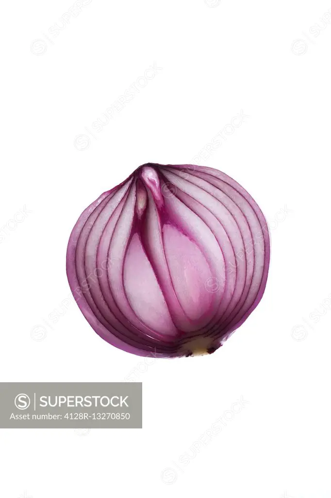 Red onion against a white background.