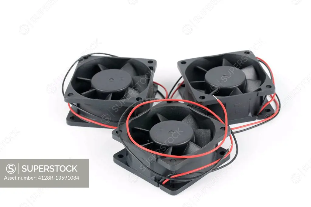 Computer fans against a white background.