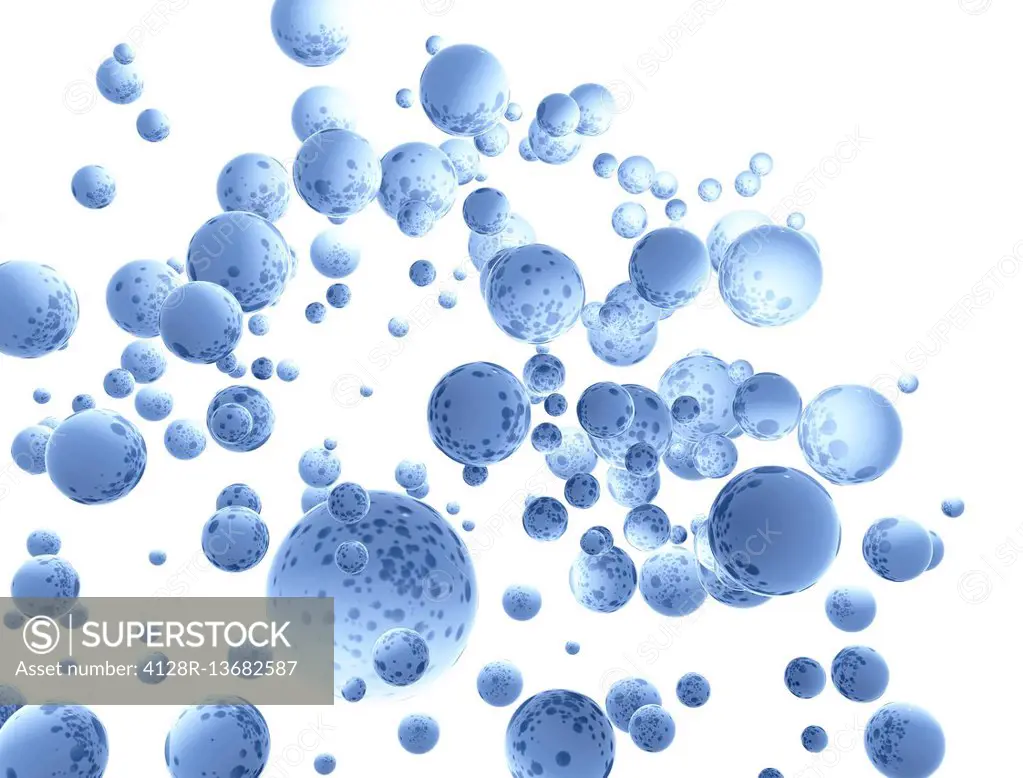 Blue spheres against white background.